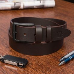 Skórzany pasek męski skóra naturalna licowa brązowy premium Beltimore E18 : Kolory - brązowy, beżowy, Rozmiar pasków - r.105-120 cm. Brązowe paski damskie bez wzorów, ze skóry. Za 54.90 zł.