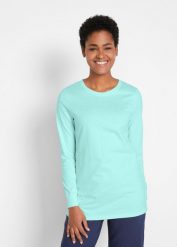 Długa koszulka z okrągłym dekoltem i długim rękawem (zestaw 5 szt.). Czarne t-shirty damskie bonprix, bez wzorów, bez kołnierzyka. Za 169.99 zł.