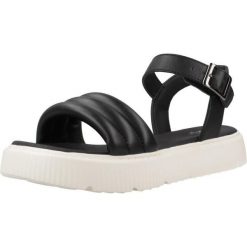 Sandały GEOX J SANDAL KODETTE GIR Czarny. Czarne sandały damskie Geox, bez wzorów, ze skóry, bez obcasa, bez zapięcia. Za 195.99 zł.