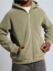 Bluza rozpinana z kapturem - zielony. Zielone bluzy męskie Sinsay, l, bez wzorów, z kapturem. Za 99.99 zł.