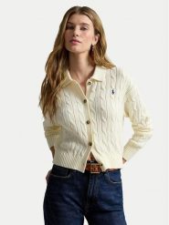 Polo Ralph Lauren Kardigan 211B30509001 Beżowy jasny Straight Fit. Brązowe kardigany damskie Polo Ralph Lauren, xs, bez wzorów, z bawełny. Za 1,199.00 zł.