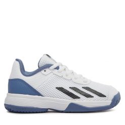 Buty do tenisa adidas. Białe buty sportowe chłopięce Adidas, bez wzorów, bez zapięcia, tenisowe. Za 159.99 zł.