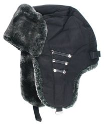 Ciepła, Zimowa Czapka z Uszami (Pilotka) - Jarek - Czarna. Czarne czapki i kapelusze męskie Jarek, na zimę, bez wzorów. Za 69.00 zł.