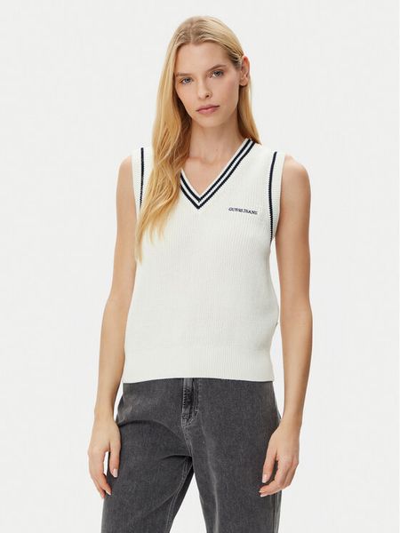 Guess Jeans Sweter W5GR02 Z3HM1 Écru Regular Fit. Białe swetry damskie Guess Jeans, s, z aplikacjami, z jeansu, bez kołnierzyka, bez ramiączek, bez kaptura. Za 299.99 zł.