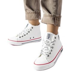 Białe ocieplane trampki Big Star KK274597. Białe trampki i tenisówki damskie bez wzorów, z gumy, eleganckie, bez zapięcia. Za 227.03 zł.