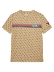 Guess T-Shirt L4YI47 J1314 Beżowy Regular Fit. Brązowe t-shirty dla chłopców Guess, z aplikacjami, z bawełny, bez ramiączek. Za 109.99 zł.