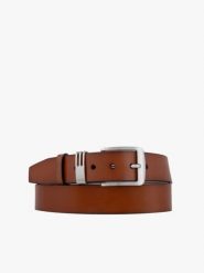Rudy pasek ze skóry licowej. Brązowe paski damskie Brawo sp. z o.o., bez wzorów, z denimu, eleganckie. Za 129.99 zł.