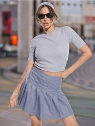 Koszulka - szary. Szare t-shirty damskie Sinsay, l, bez wzorów, z materiału, bez kołnierzyka. W wyprzedaży za 13.99 zł.