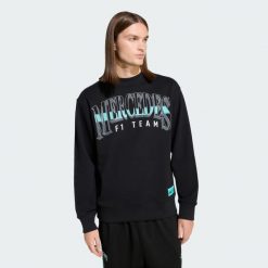 Bluza Męska Mercedes - AMG Petronas Formula One Team Las Vegas. Białe bluzy męskie Adidas, m, bez wzorów, bez kołnierzyka, bez ramiączek, na fitness i siłownię. Za 399.00 zł.