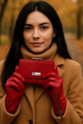 Rękawiczki skórzane damskie polar na dotyk TOUCH FINGER czerwone BELTIMORE K27 : Kolory - czerwony, Rozmiar rękawiczek / kurtek - L. Czerwone rękawiczki damskie bez wzorów, z polaru. Za 64.99 zł.
