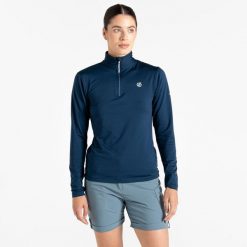 Bluza narciarska termoaktywna damska Lowline II. Niebieskie bluzy sportowe damskie Dare 2b, l, bez wzorów, z elastanu, bez kaptura, narciarskie. W wyprzedaży za 109.99 zł.