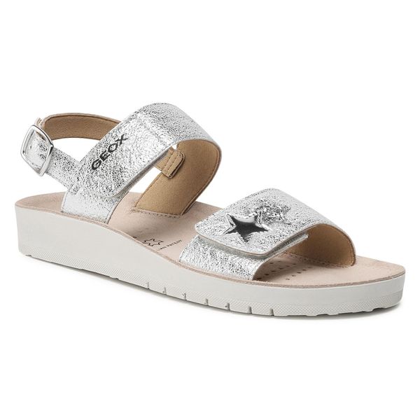 Sandały Geox. Szare sandały dziewczęce Geox, bez zapięcia. Za 218.99 zł.