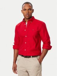 Tommy Hilfiger Koszula Solid Heritage MW0MW35774 Bordowy Regular Fit. Czerwone koszule męskie Tommy Hilfiger, m, bez wzorów, z bawełny, bez kołnierzyka, bez ramiączek. Za 369.99 zł.