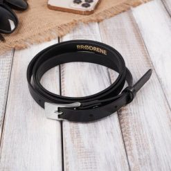 Pasek Skórzany Damski OPD-27 Brødrene Czarny 115 cm. Czarne paski damskie bez wzorów, z materiału, biznesowe. Za 43.99 zł.