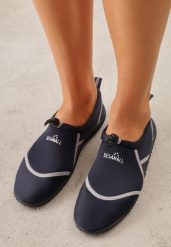Granatowe Wsuwane Buty Sportowe do Wody z Elastyczną Cholewką Vetilore. Niebieskie obuwie sportowe damskie Renee, bez wzorów, do pływania. Za 49.99 zł.