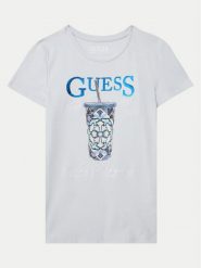 Guess T-Shirt J5GI08 K6YW4 Błękitny Regular Fit. Niebieskie t-shirty i topy dla dziewczynek Guess, z aplikacjami, z bawełny, bez ramiączek. Za 69.99 zł.