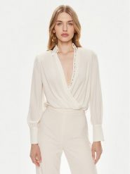 Elisabetta Franchi Body CB-008-42E2-4163 Biały Regular Fit. Białe bluzki damskie Elisabetta Franchi, bez wzorów, z syntetyku, bez kołnierzyka, bez ramiączek. Za 839.99 zł.