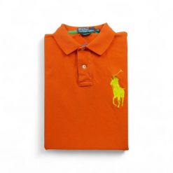 Second life - Krótki rękaw męskie polo pomarańczowe - Jak nowy. Brązowe buty sportowe męskie Ralph Lauren, bez zapięcia, na golfa. Za 105.71 zł.