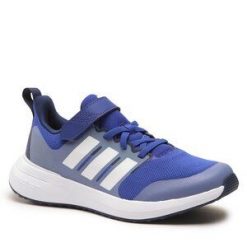 Sneakersy adidas. Niebieskie półbuty chłopięce Adidas, bez wzorów, sportowe, bez zapięcia. Za 249.99 zł.