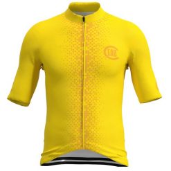 Koszulka rowerowa męska Unica żółta. Żółte buty sportowe męskie C-LAB, bez zapięcia, rowerowe. Za 329.17 zł.