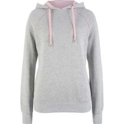 Bluza z kapturem z kontrastowymi paskami bonprix jasnoszary melanż. Bluzy damskie bonprix. Za 49.99 zł.