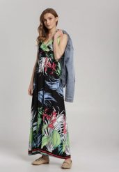 Czarna Sukienka Ianariko. Czarne sukienki damskie Renee, na lato, l, bez wzorów, z tkaniny, wakacyjne, bez kołnierzyka, bez ramiączek, maxi, kopertowe. Za 54.99 zł.