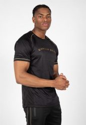 Fremont Koszulka - Czarny/Złoty. Czarne koszulki sportowe męskie GORILLA WEAR, xl, bez wzorów, z poliesteru, bez kołnierzyka, bez ramiączek, na fitness i siłownię. Za 142.95 zł.