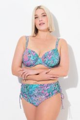 Damskie Bikini wężowa skóra miseczki z fiszbinami regulowane podwójne ramiączko. Zielone bikini damskie Ulla Popken, plus size, bez wzorów, plus size. Za 191.99 zł.