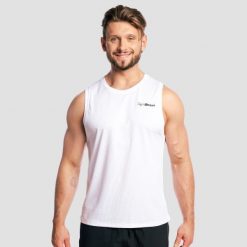 Tank top męski fitness regular biały Base Mesh. Białe t-shirty męskie GYMBEAM, na lato, l, bez wzorów, z materiału, sportowe, bez kołnierzyka. Za 67.90 zł.