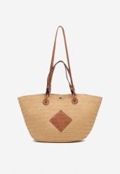 Ciemnobeżowa Pleciona Torebka Typu Shopperka Galmeira. Brązowe torebki shopper damskie Renee, bez wzorów, biznesowe, bez dodatków. Za 79.99 zł.