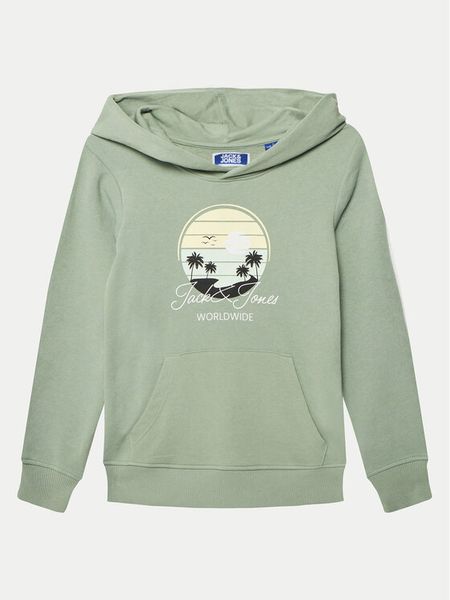 Jack & Jones Junior Bluza Palm 12269868 Zielony Regular Fit. Zielone bluzy dla chłopców Jack & Jones Junior, bez wzorów, z bawełny, bez ramiączek, bez kaptura. Za 59.99 zł.