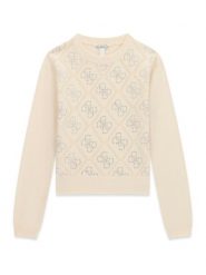 Guess Sweter J6BR13 Z1347 Kremowy Regular Fit. Białe swetry dla dziewczynek Guess, z aplikacjami, z syntetyku, bez kołnierzyka, bez ramiączek, bez kaptura. Za 264.99 zł.