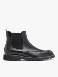 Czarne skórzane sztyblety. Czarne botki męskie Ryłko, bez wzorów, ze skóry, eleganckie, za kostkę, bez zapięcia. Za 579.99 zł.
