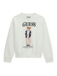 Guess Bluza J6YQ01 K4419 Kremowy Regular Fit. Białe bluzy dla dziewczynek Guess, z aplikacjami, z bawełny, bez ramiączek, bez kaptura. Za 194.99 zł.