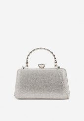 Srebrna Koktajlowa Torebka z Uchwytem Ozdobiona Cyrkoniami Zaricelle. Szare torby na ramię damskie Born2be, bez wzorów, eleganckie, małe, bez dodatków. Za 119.99 zł.