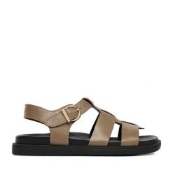 Sandały Beverly Hills Polo Club. Brązowe sandały damskie Beverly Hills Polo Club, bez wzorów, bez obcasa, na płaskiej podeszwie, bez zapięcia. Za 369.99 zł.