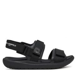 Sandały Karl Lagerfeld Kids. Czarne sandały chłopięce Karl Lagerfeld Kids, bez zapięcia. Za 289.99 zł.
