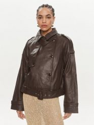 Herskind Kurtka skórzana Luelle 5154131 Brązowy Regular Fit. Brązowe kurtki damskie Herskind, bez wzorów, ze skóry, bez kaptura. Za 2,879.00 zł.