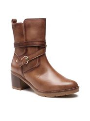 Pikolinos Botki W7H-8507 Brązowy. Brązowe botki damskie Pikolinos, ze skóry, bez obcasa, na słupku, bez zapięcia. Za 539.99 zł.