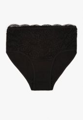 Czarne Majtki Figi z Bawełny Zdobione Koronką Idivia. Czarne figi damskie Renee, plus size, z aplikacjami, z bawełny. Za 19.99 zł.