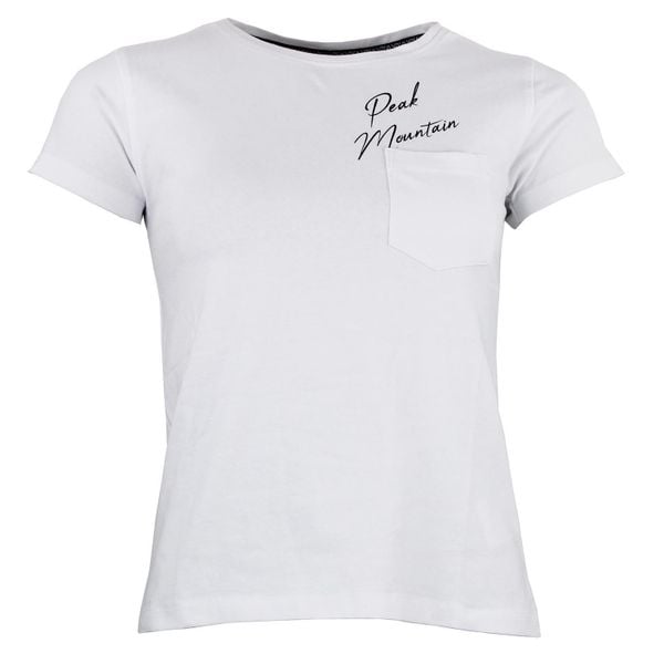 Koszulka damska Peak Mountain Ajojo. Białe t-shirty damskie Peak Mountain, l, bez wzorów, z bawełny, klasyczne, bez kołnierzyka. Za 86.50 zł.
