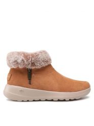 Skechers Botki Go Joy 144003/CSNT Brązowy. Brązowe botki damskie Skechers, ze skóry, bez obcasa, na płaskiej podeszwie, bez zapięcia. Za 203.99 zł.