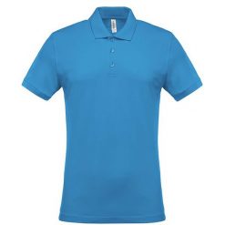 Koszulka polo z krótkim rękawem Kariban Piqué. Niebieskie koszulki polo męskie KARIBAN, m, bez wzorów, eleganckie, bez ramiączek. Za 94.00 zł.