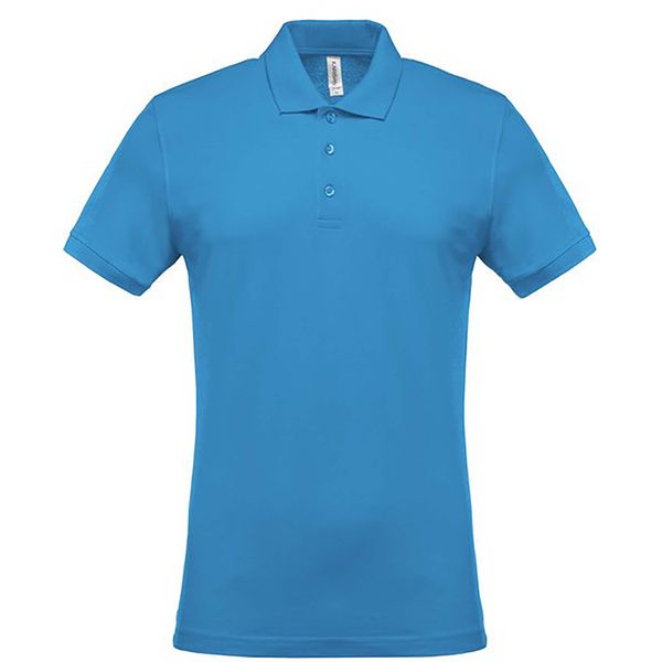 Koszulka polo z krótkim rękawem Kariban Piqué. Niebieskie koszulki polo męskie KARIBAN, m, bez wzorów, eleganckie, bez ramiączek. Za 94.00 zł.