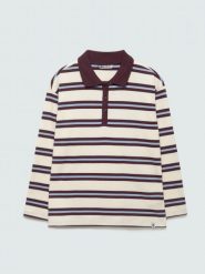 Bluzka dziewczęca polo longsleeve w paski perłowa berenika 103. Białe bluzki dla dziewczynek Big Star, bez wzorów, z bawełny, bez kołnierzyka, bez ramiączek. Za 79.99 zł.