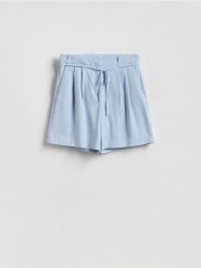 Szorty z wiskozą - jasnoniebieski. Niebieskie szorty damskie Reserved, l, bez wzorów, z tkaniny. Za 119.99 zł.