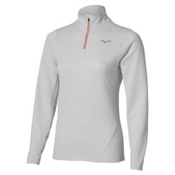 Damska koszulka z długim rękawem i zamkiem błyskawicznym Mizuno Tech Thermal Cha. Białe koszulki sportowe damskie Mizuno, s, bez wzorów, z materiału, bez kołnierzyka, bez ramiączek, do biegania. Za 366.70 zł.