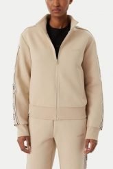 GUESS Beżowa damska bluza rozpinana z lampasami Britney, Rozmiar XS. Brązowe bluzy damskie Guess, xs, z aplikacjami, bez kaptura. W wyprzedaży za 209.99 zł.