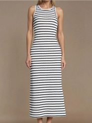 Sukienka maxi w paski - wielobarwny. Sukienki damskie Sinsay, l, bez wzorów, bez kołnierzyka, bez ramiączek, maxi. W wyprzedaży za 39.99 zł.
