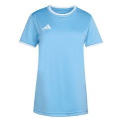 Koszulka damska adidas Entrada Jersey. Białe koszulki sportowe damskie Adidas, bez wzorów, z jersey, sportowe, bez kołnierzyka. Za 60.99 zł.